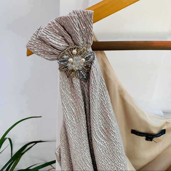 David Meister One-Shoulder Metallic Dress - Picture 6 of 8